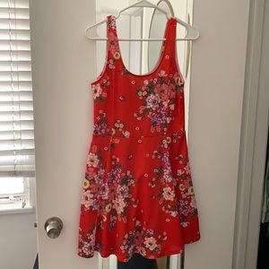 H&M Divided coral floral a-line skater dress